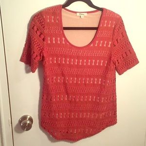 Anthropologie red lace shirt - size small